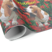 Frohe Weihnachten Basset Hound Geschenkpapier (Rolleneckpunkt)