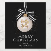 Frohe Weihnachten Bauble Black & White Weinetikett (Einzelnes Label)