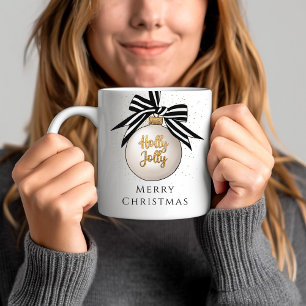 Frohe Weihnachten Bauble schwarz und weiß Kaffeetasse