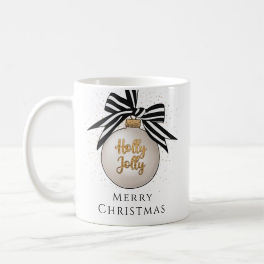 Frohe Weihnachten Bauble schwarz und weiß Kaffeetasse (Links)
