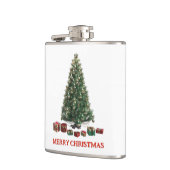 Frohe Weihnachten. Baum (Design 1) mit Geschenken Flachmann (Links)