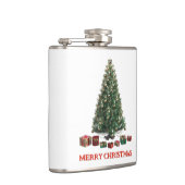 Frohe Weihnachten. Baum (Design 1) mit Geschenken Flachmann (Rechts)