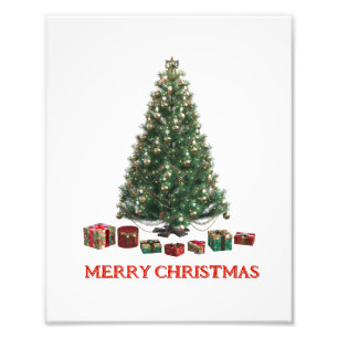 Frohe Weihnachten. Baum (Design 1) mit Geschenken Fotodruck