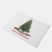 Frohe Weihnachten. Baum (Design 1) mit Geschenken Fußmatte (Schrägansicht)