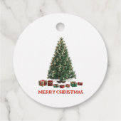 Frohe Weihnachten. Baum (Design 1) mit Geschenken Geschenkanhänger (Rückseite)