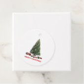 Frohe Weihnachten. Baum (Design 1) mit Geschenken Geschenkanhänger (Beispiel)