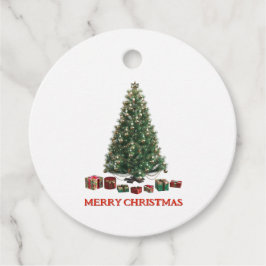 Frohe Weihnachten. Baum (Design 1) mit Geschenken Geschenkanhänger