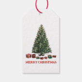 Frohe Weihnachten. Baum (Design 1) mit Geschenken Geschenkanhänger (Rückseite)