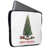 Frohe Weihnachten. Baum (Design 1) mit Geschenken Laptopschutzhülle (Vorne Rechts)