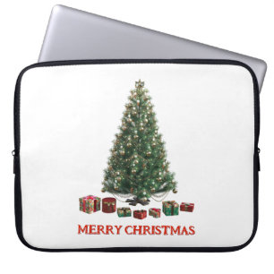 Frohe Weihnachten. Baum (Design 1) mit Geschenken Laptopschutzhülle