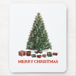 Frohe Weihnachten. Baum (Design 1) mit Geschenken Mousepad