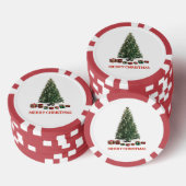 Frohe Weihnachten. Baum (Design 1) mit Geschenken Pokerchips (Stapel)