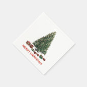 Frohe Weihnachten. Baum (Design 1) mit Geschenken Serviette (Ecke)