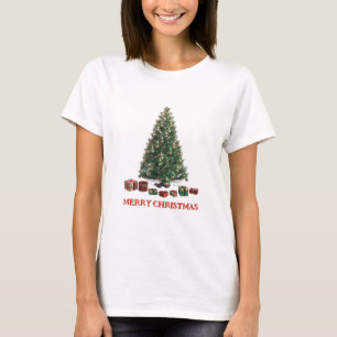 Frohe Weihnachten. Baum (Design 1) mit Geschenken T-Shirt