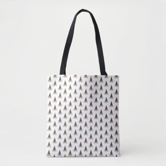 Frohe Weihnachten. Baum (Design 1) mit Geschenken Tasche (Vorderseite)
