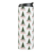 Frohe Weihnachten. Baum (Design 1) mit Geschenken Thermosbecher (Nach links gedreht)