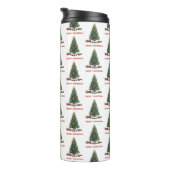 Frohe Weihnachten. Baum (Design 1) mit Geschenken Thermosbecher (Nach rechts gedreht)