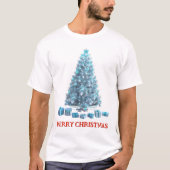 Frohe Weihnachten. Baum (Design 4) mit Geschenken T-Shirt (Vorderseite)