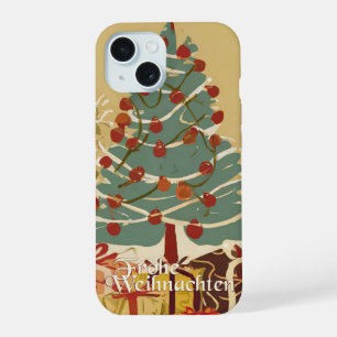Frohe Weihnachten Baum Geschenke Retro-Stil iPhone 15 Hülle