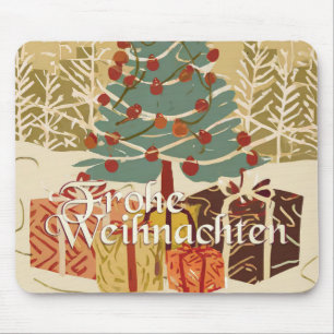 Frohe Weihnachten Baum Geschenke Retro-Stil Mousepad