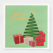 Frohe Weihnachten - Baum mit Geschenken auf einem Serviette (Vorderseite)