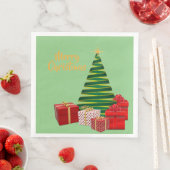 Frohe Weihnachten - Baum mit Geschenken auf einem Serviette (Beispiel)