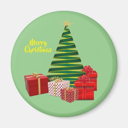 Frohe Weihnachten ~ Baum mit Geschenken Magnet (Vorne)