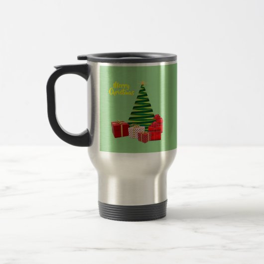 Frohe Weihnachten ~ Baum mit Geschenken Reisebecher (Links)