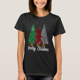 Frohe Weihnachten Bäume Büffel Karierte Printwerbu T-Shirt