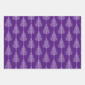 Frohe Weihnachten, Bäume, Polka Punkte lila Urlaub Geschenkpapier Set (Vorderseite)