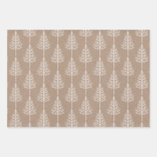 Frohe Weihnachten, Bäume, Polka Punkte rustikalen Geschenkpapier Set (Vorderseite)