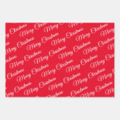 Frohe Weihnachten, Bäume, Schneeflocken Roter Urla Geschenkpapier Set (Vorderseite 2)