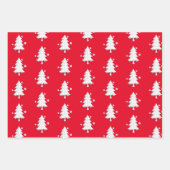 Frohe Weihnachten, Bäume, Schneeflocken Roter Urla Geschenkpapier Set (Vorderseite)