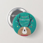 Frohe Weihnachten: Beagle Illustration Art Button (Vorne & Hinten)