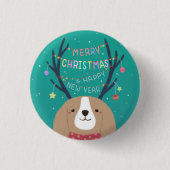 Frohe Weihnachten: Beagle Illustration Art Button (Vorderseite)