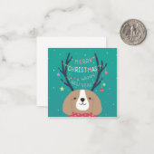 Frohe Weihnachten: Beagle Illustration Art Mitteilungskarte (Vorderseite/Rückseite Beispiel)