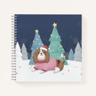 Frohe Weihnachten: Beagle Illustration Art Notizblock