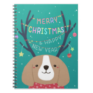 Frohe Weihnachten: Beagle Illustration Art Notizblock