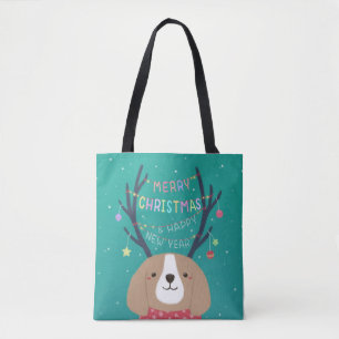 Frohe Weihnachten: Beagle Illustration Art Tasche