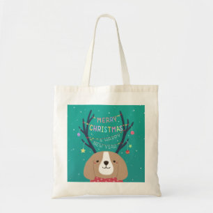 Frohe Weihnachten: Beagle Illustration Art Tragetasche