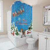 Frohe Weihnachten Beagle mit dem Weihnachtsmann Duschvorhang (Beispiel)