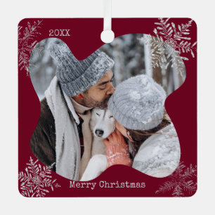 Frohe Weihnachten Bedruckte Schneeflocken Benutzer Ornament Aus Metall