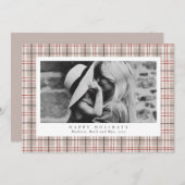 Frohe Weihnachten Beige Kariert One Foto (Vorne/Hinten)