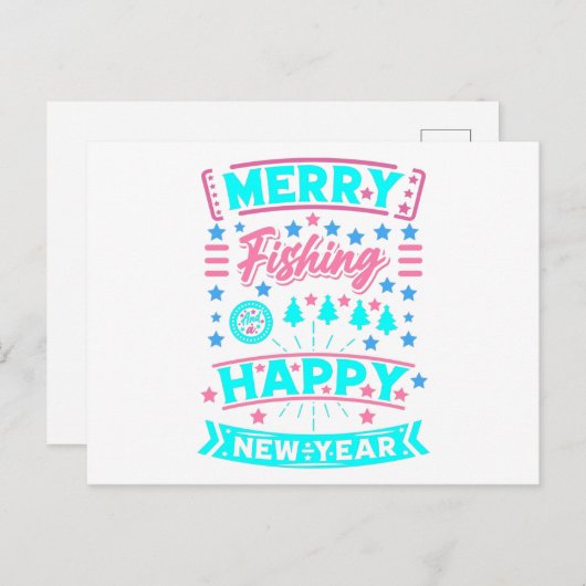 Frohe Weihnachten beim Fischfang, glückliches Neue Postkarte (Vorne/Hinten)