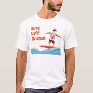 Frohe Weihnachten beim Surfen Santa auf Surfboard T-Shirt