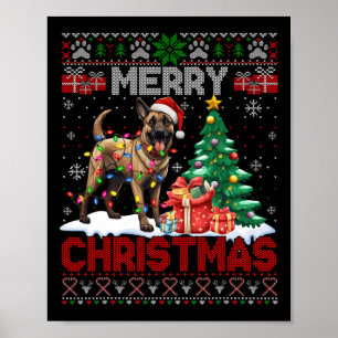 Frohe Weihnachten Belgisch Malinois Dog Lover Ugly Poster