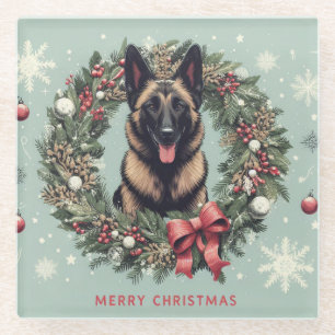 Frohe Weihnachten Belgisch Malinois Dog Xmas Glasuntersetzer