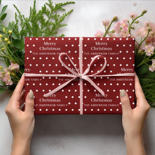 Frohe Weihnachten Benutzerdefinierter Familienname Geschenkpapier