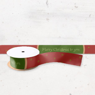 Frohe Weihnachten Benutzerdefinierter Text rot Satinband