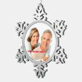 Frohe Weihnachten. Benutzerdefiniertes Foto Schneeflocken Zinn-Ornament (Rechts)